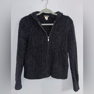 J.Crew Lambswool Zip-Up Hoodie | Cable Knit Sweater